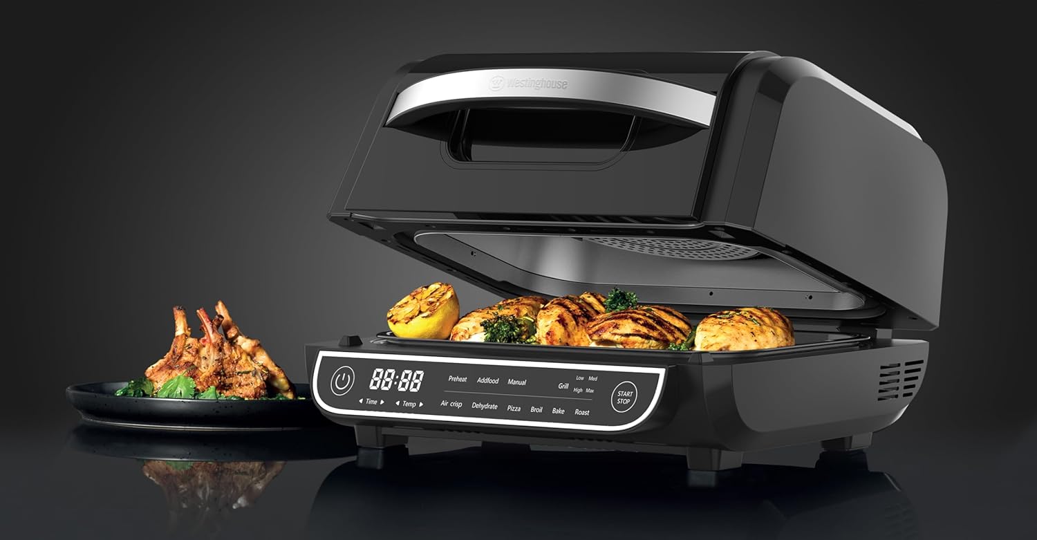Westinghouse 8-in-1 1700W 6L Digital Air Grill | Grill, Roast, Air Fry, Dehydrate, Broil, Bake, Pizza & Manual | Temp Control upto 230°C, Flip Alert | 2-Yr Warranty (WKMFCM203) Black - View 3
