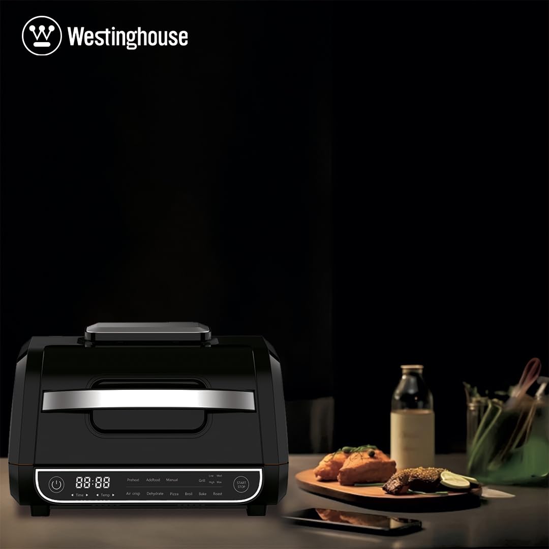 Westinghouse 8-in-1 1700W 6L Digital Air Grill | Grill, Roast, Air Fry, Dehydrate, Broil, Bake, Pizza & Manual | Temp Control upto 230°C, Flip Alert | 2-Yr Warranty (WKMFCM203) Black - View 4