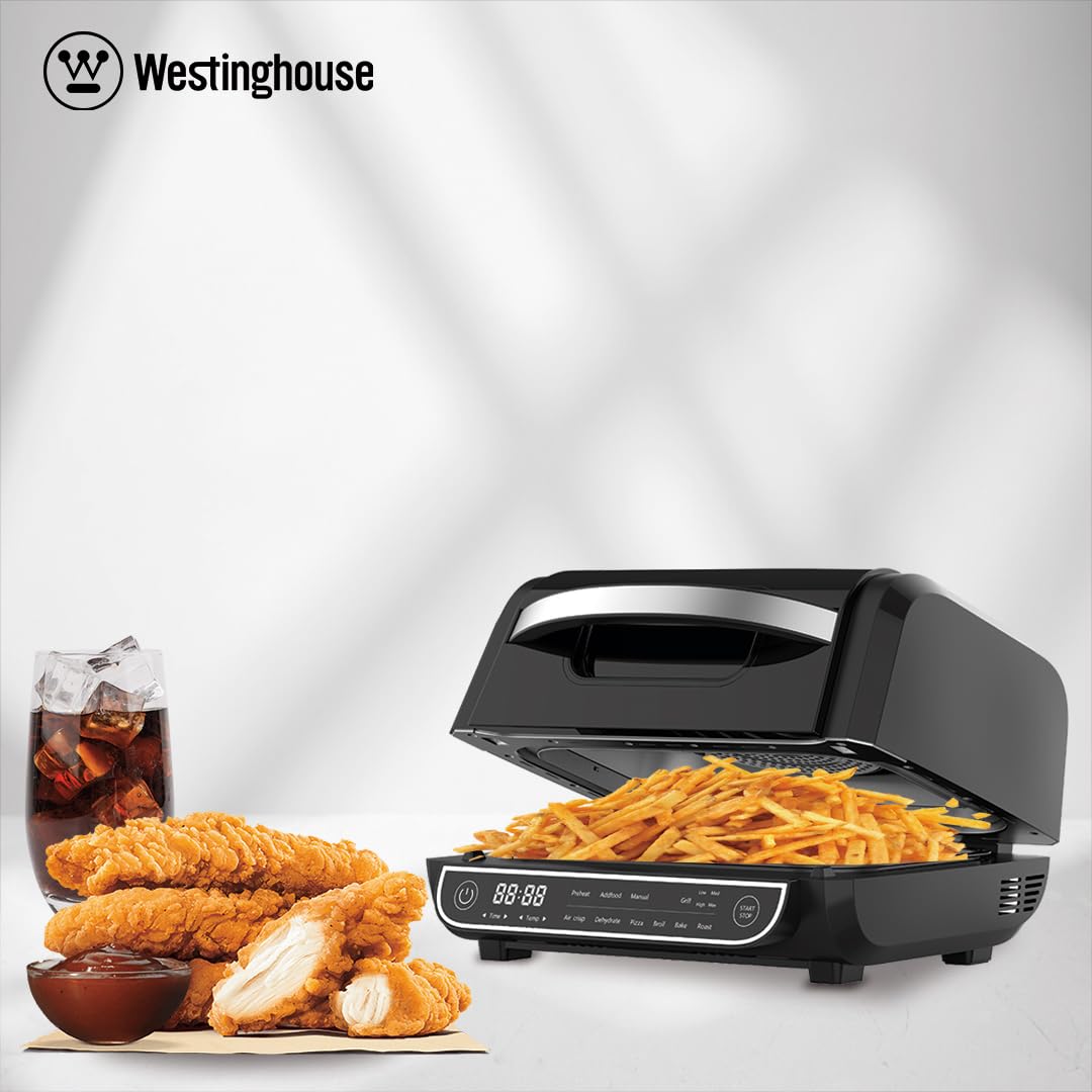 Westinghouse 8-in-1 1700W 6L Digital Air Grill | Grill, Roast, Air Fry, Dehydrate, Broil, Bake, Pizza & Manual | Temp Control upto 230°C, Flip Alert | 2-Yr Warranty (WKMFCM203) Black - View 6
