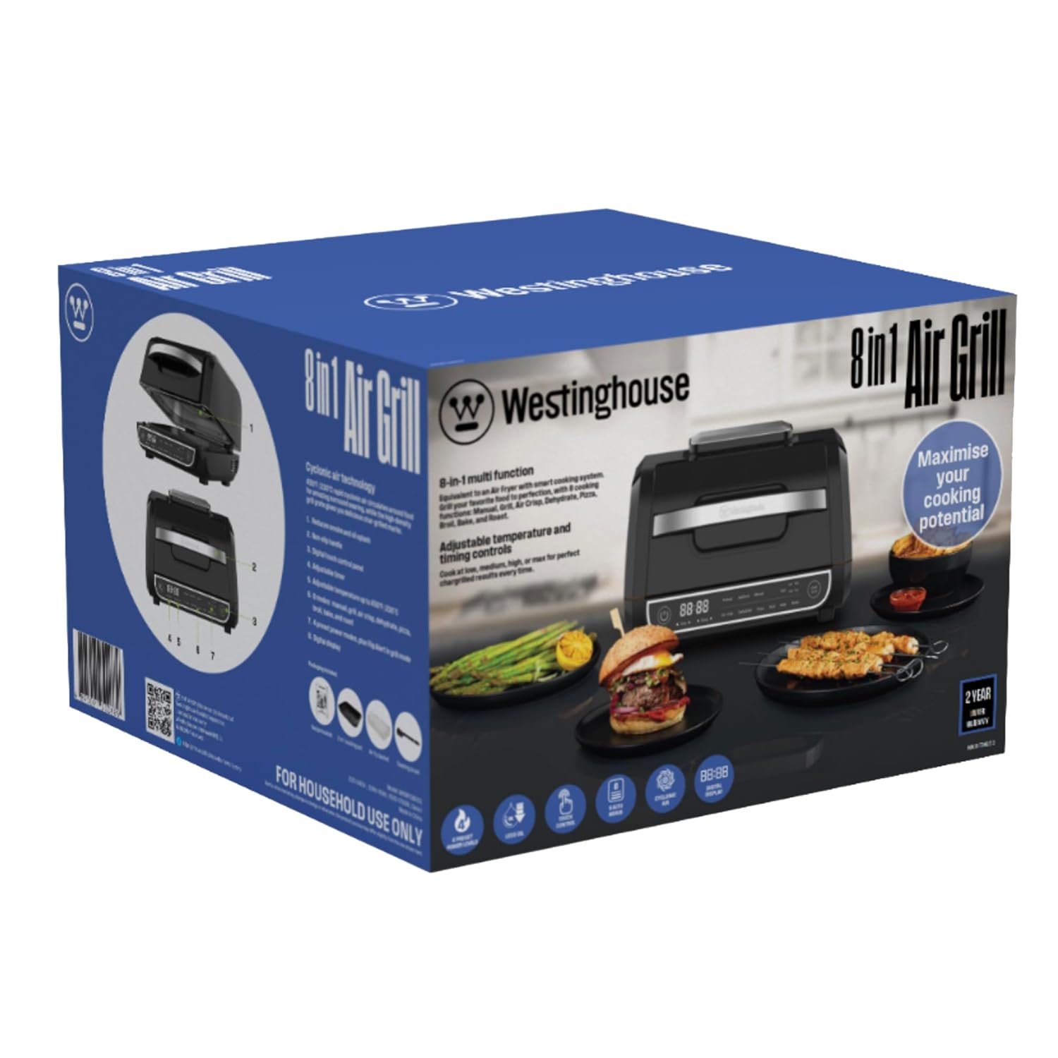 Westinghouse 8-in-1 1700W 6L Digital Air Grill | Grill, Roast, Air Fry, Dehydrate, Broil, Bake, Pizza & Manual | Temp Control upto 230°C, Flip Alert | 2-Yr Warranty (WKMFCM203) Black - View 8