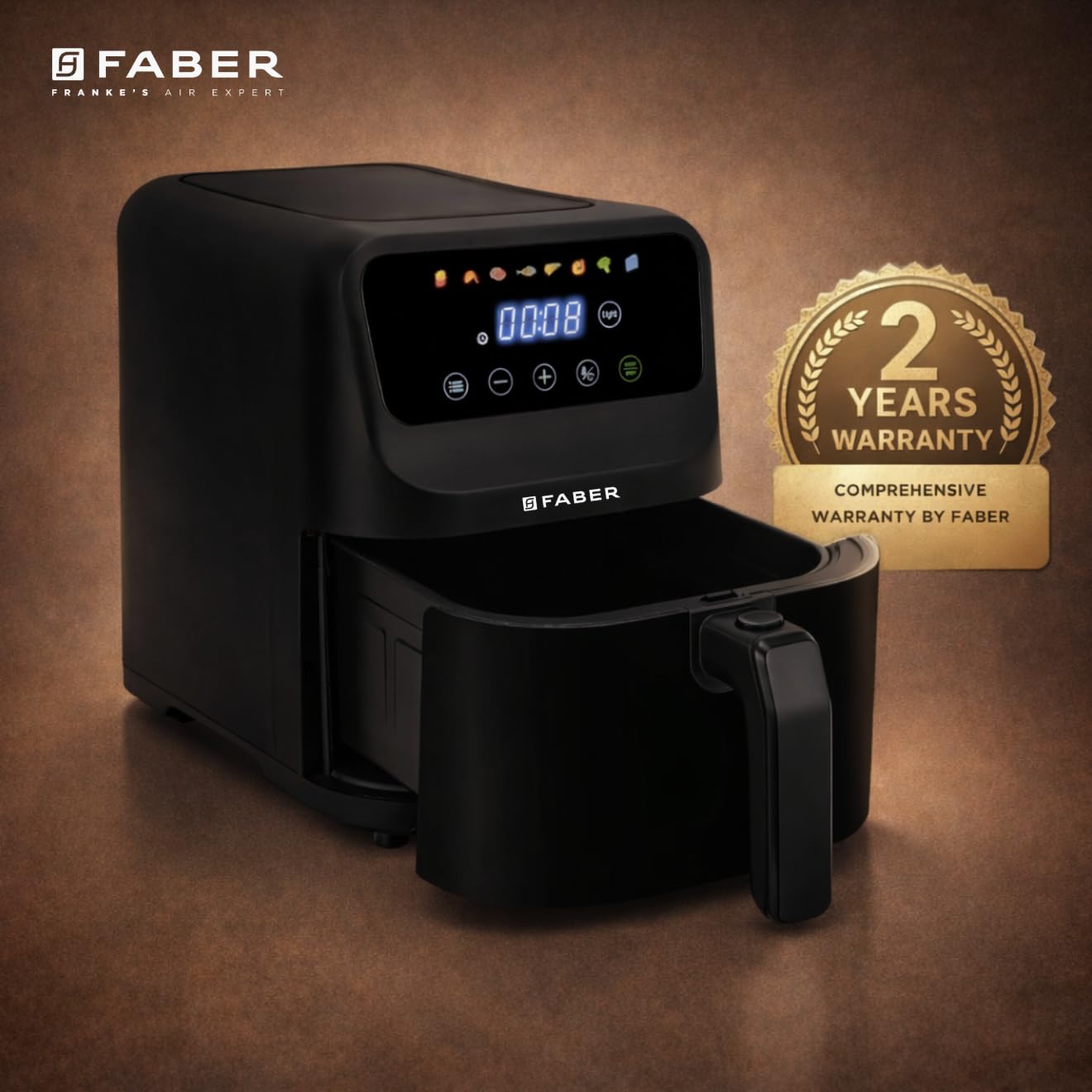 Faber 6L 1500W Digital Air Fryer | Fry, Bake, Roast | 85% Less Oil, 200°C Swirl Heating Technology |8-Preset Menu|View Window|Touch Control Interface| Auto Shut-Off |2 Yrs Comprehensive warranty|Black - View 2
