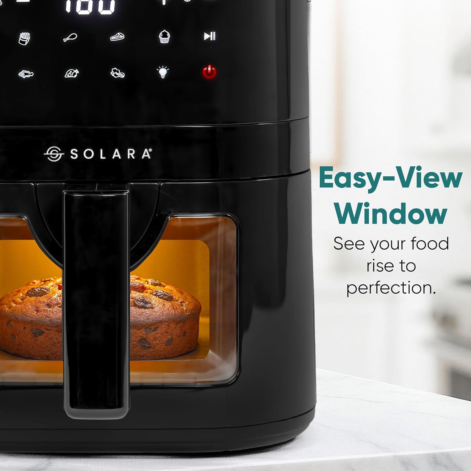 SOLARA Air Fryer For Home 4.5L with See Through Window, 10 Preset menus, 360° High Speed Air Circulation for Fry, Grill, Roast &amp; Bake,Uses upto 90% less fat, 1500 Watts, Digital Touch Control, Black - View 5