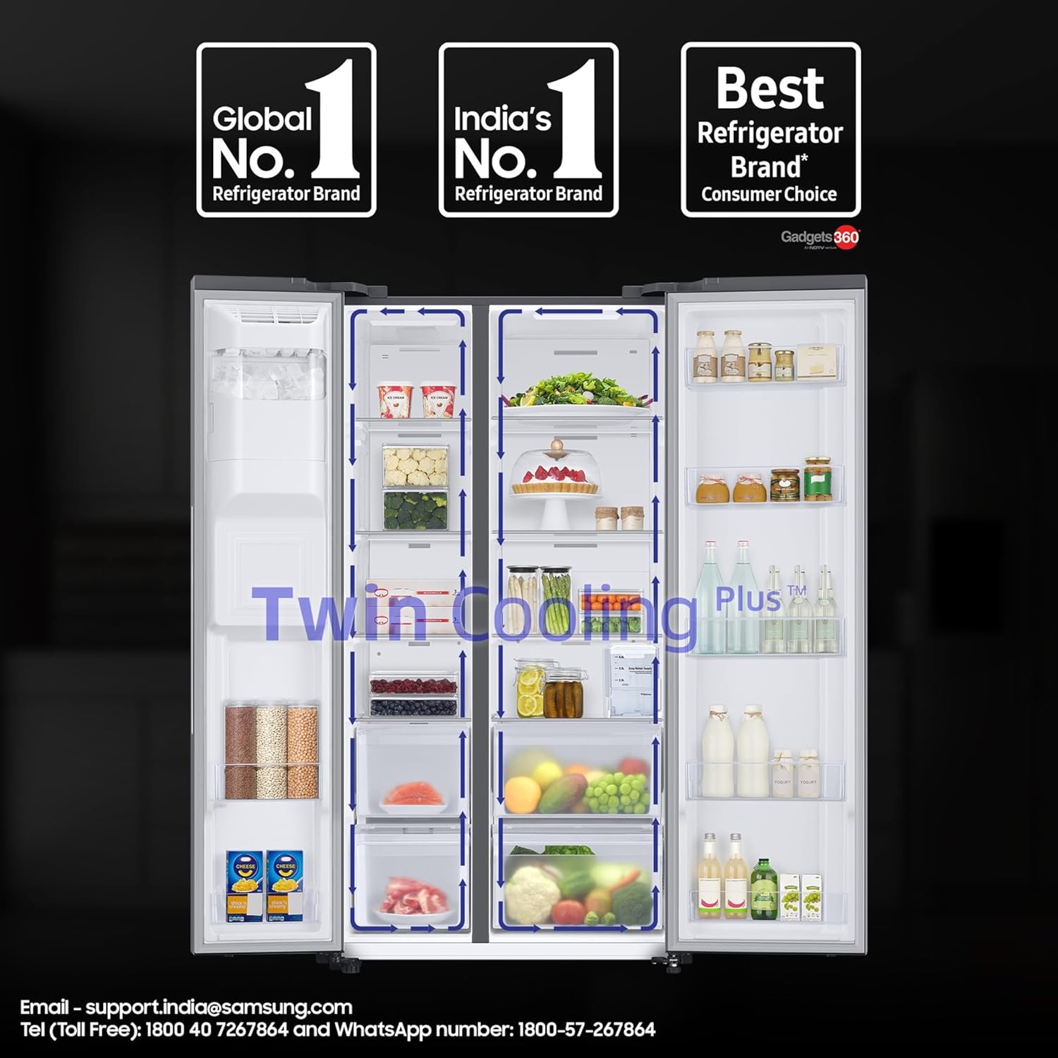 Samsung Store store 633 L, 3 Star, Frost Free, Double Door, Convertible 5-in-1 Digital Inverter, Side By Side Refrigerator with AI, WiFi &amp; Water &amp; Ice Dispenser (RS78CG8543S9HL, Silver, Refined Inox) - View 9
