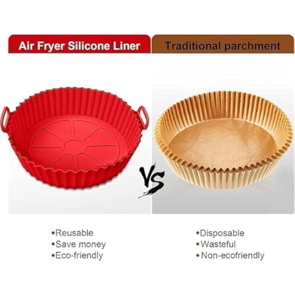 Air Fryer Accessories Set - Reusable Silicone Air Fryer Liners, Oil Sprayer for Cooking, Silicone Mitts, Basting Brush &amp; Spatula - Non-Stick Food Grade Ninja, Cosori, &amp; Vortex Compatible - View 5