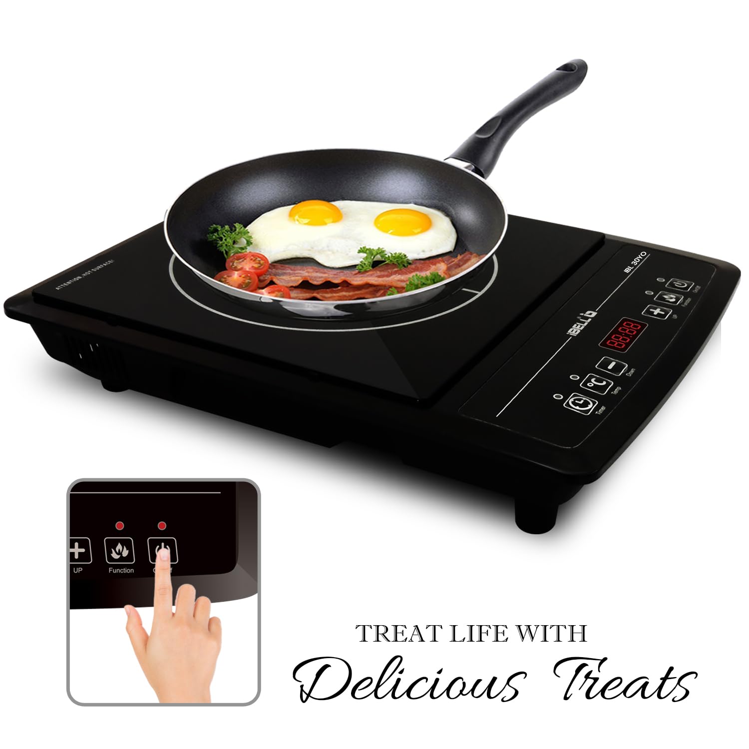 IBELL 30YO 2000W Induction Cooktop with Auto Shut Off & Overheat Protection, 2-Year Warranty (Black)