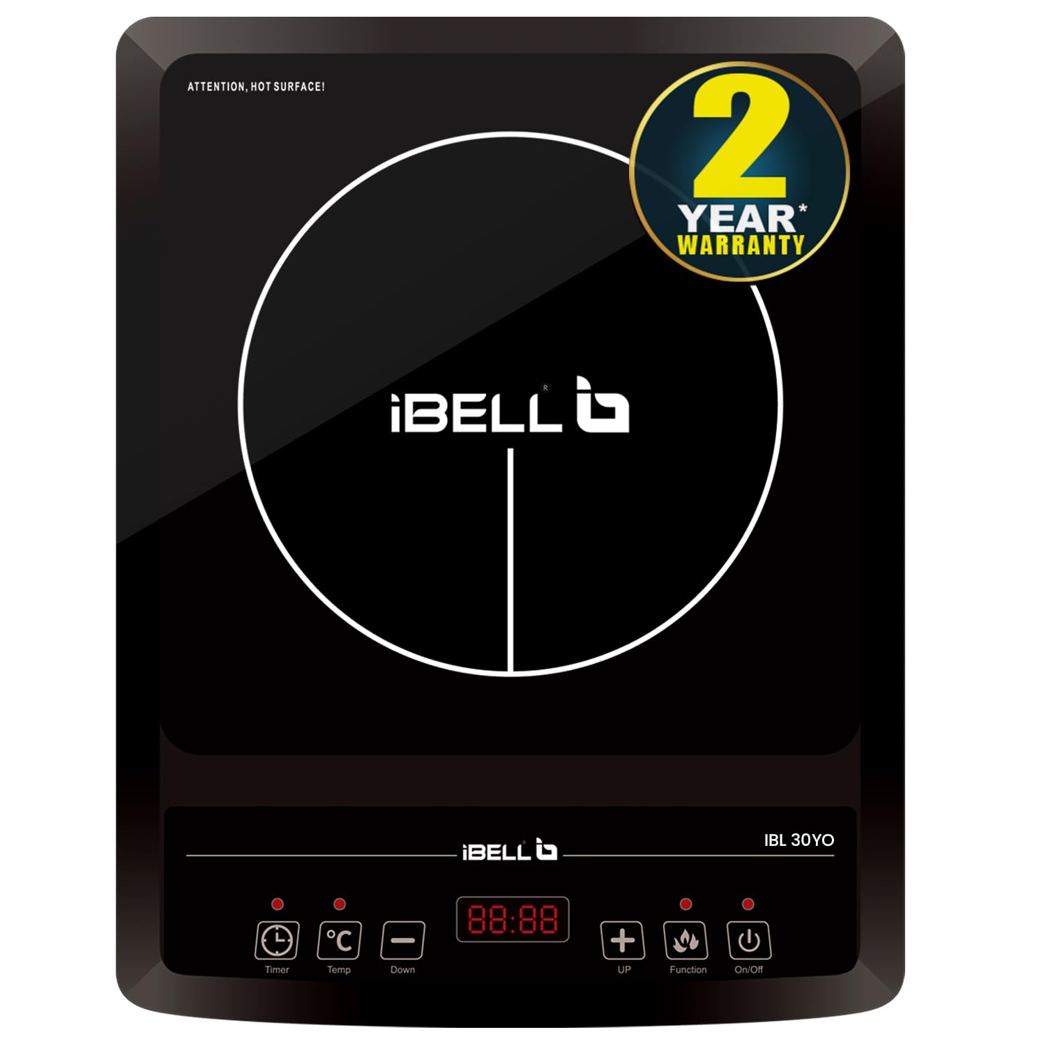 IBELL 30YO 2000W Induction Cooktop with Auto Shut Off & Overheat Protection, 2-Year Warranty (Black) - View 2