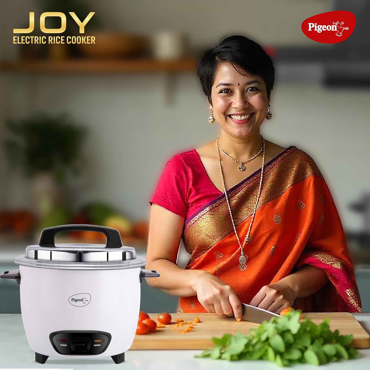 Pigeon by Stovekraft Joy Rice Cooker with Double pot, 1 litres. (White) | Toughened Glass Lid | 400 Watts | 2 Aluminium Cooking Pots | Measuring Cup| Spatula | Energy Efficient Cooking - View 7