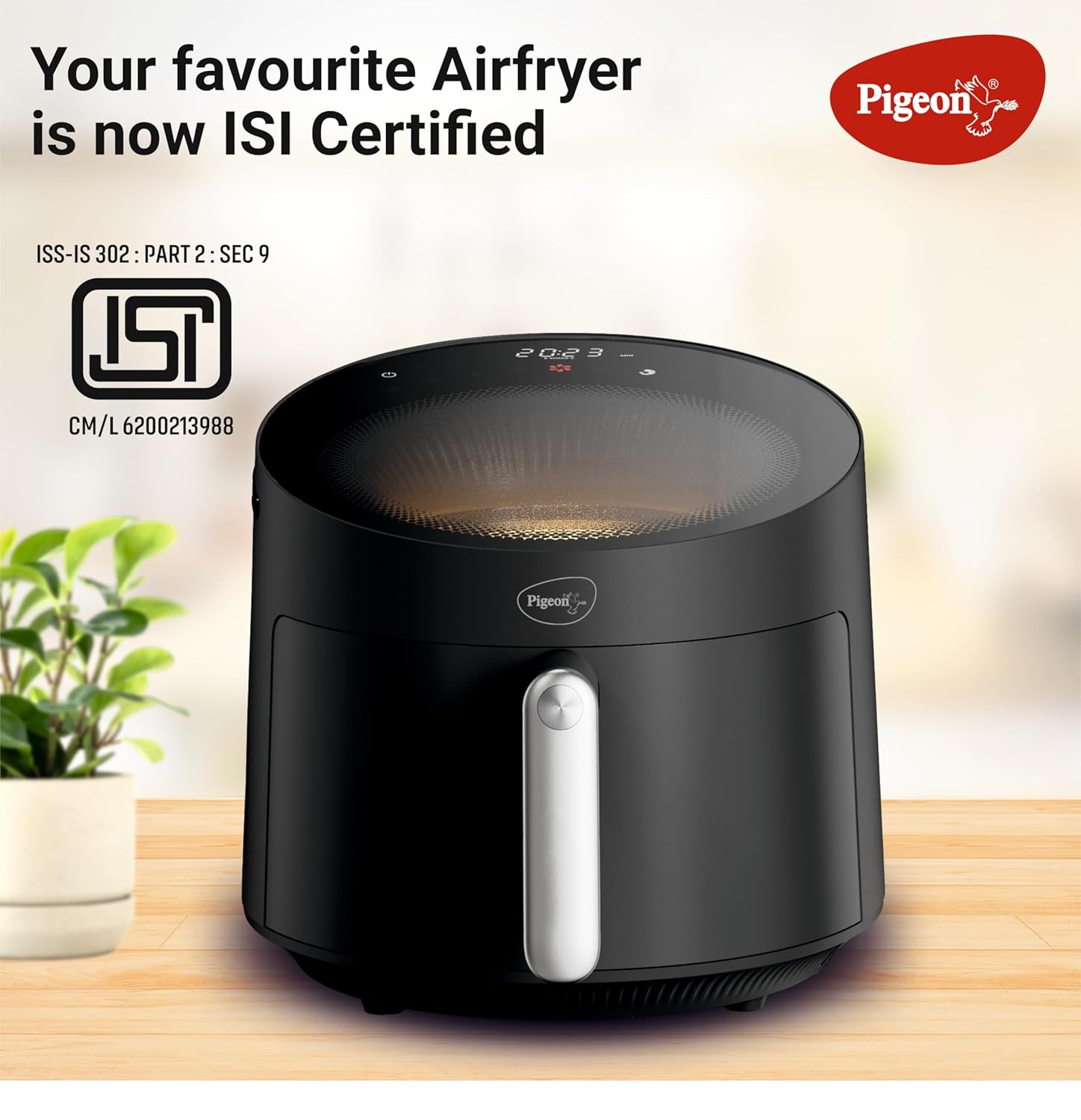 Pigeon By Stovekraft STELLAR Air Fryer Large 5.5L | 1500W BLADELESS Airfryer | Unique See Through Top View Glass | 360 Airwhirl Technology | Digital Touchscreen | 8 PRESETS Menu | Shake Feature, Black - View 2