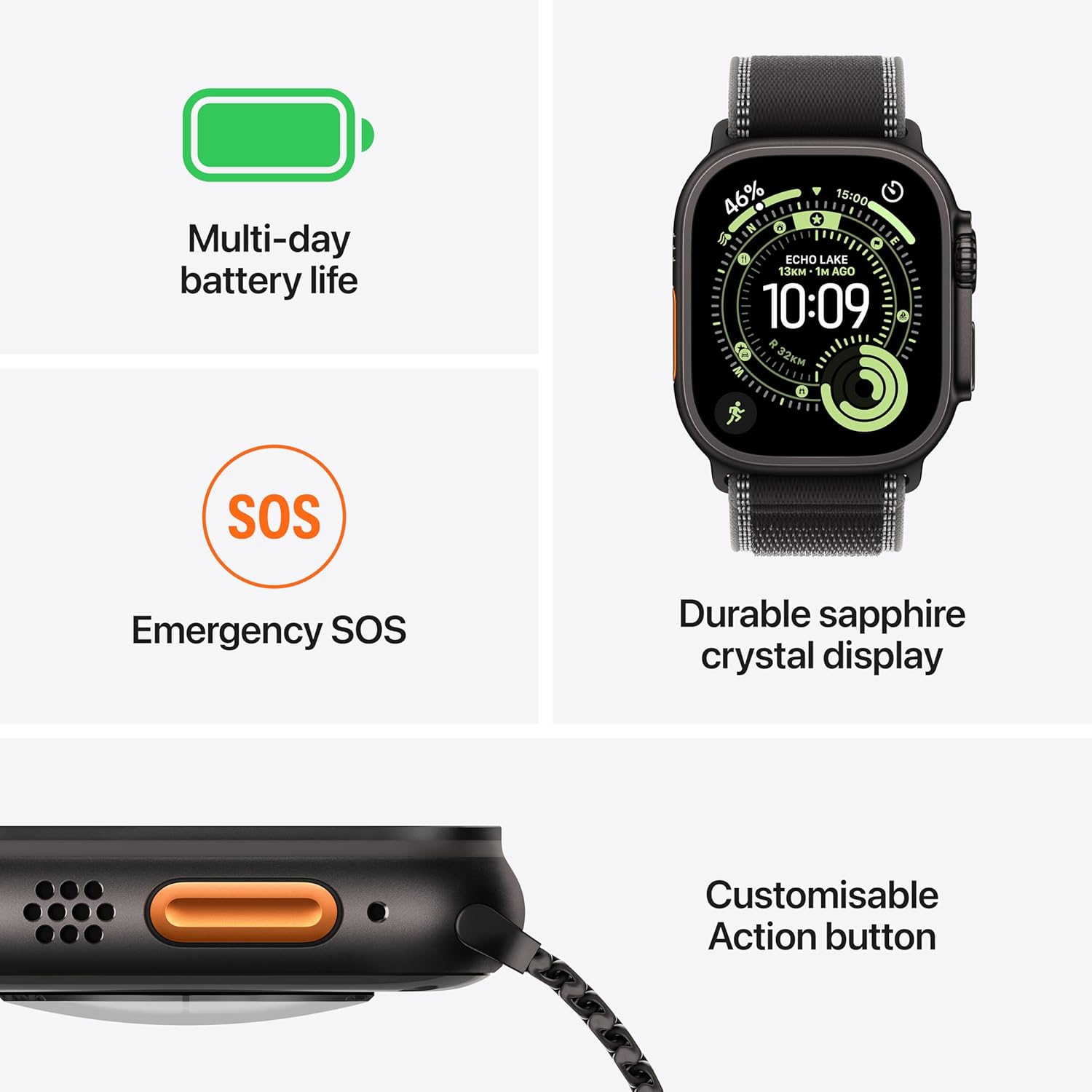 Apple Watch Ultra 3 GPS + Cellular 49mm Black Titanium Case with Black Alpine Loop - Medium - View 2