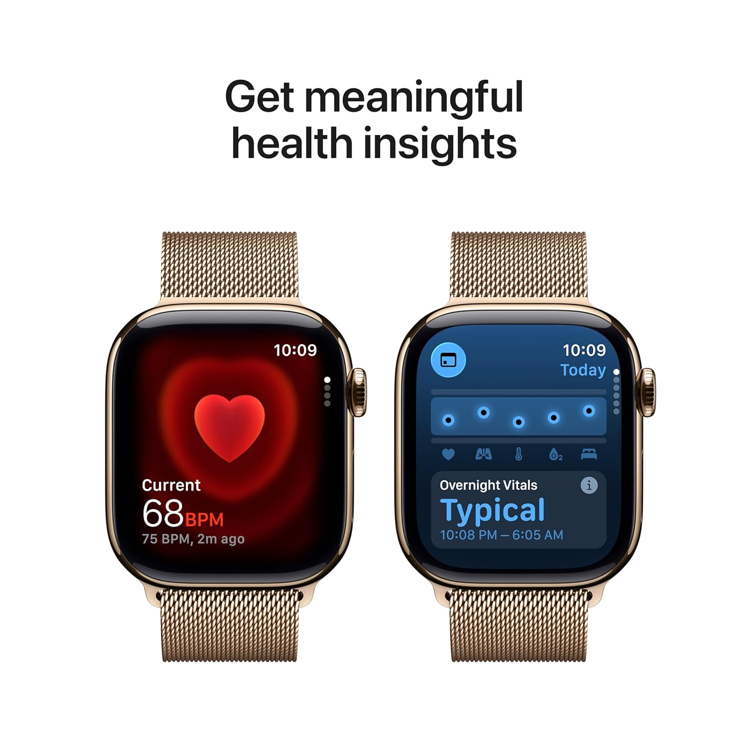 Apple Watch Series 11 GPS + Cellular 42mm Gold Titanium Case with Gold Milanese Loop - View 4