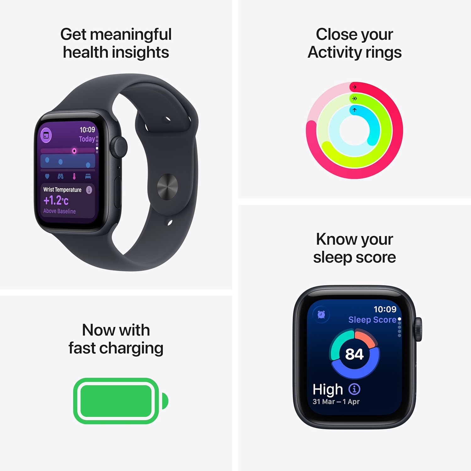 Apple Watch SE 3 GPS + Cellular 40mm Midnight Aluminium Case with Midnight Sport Band - S/M - View 2