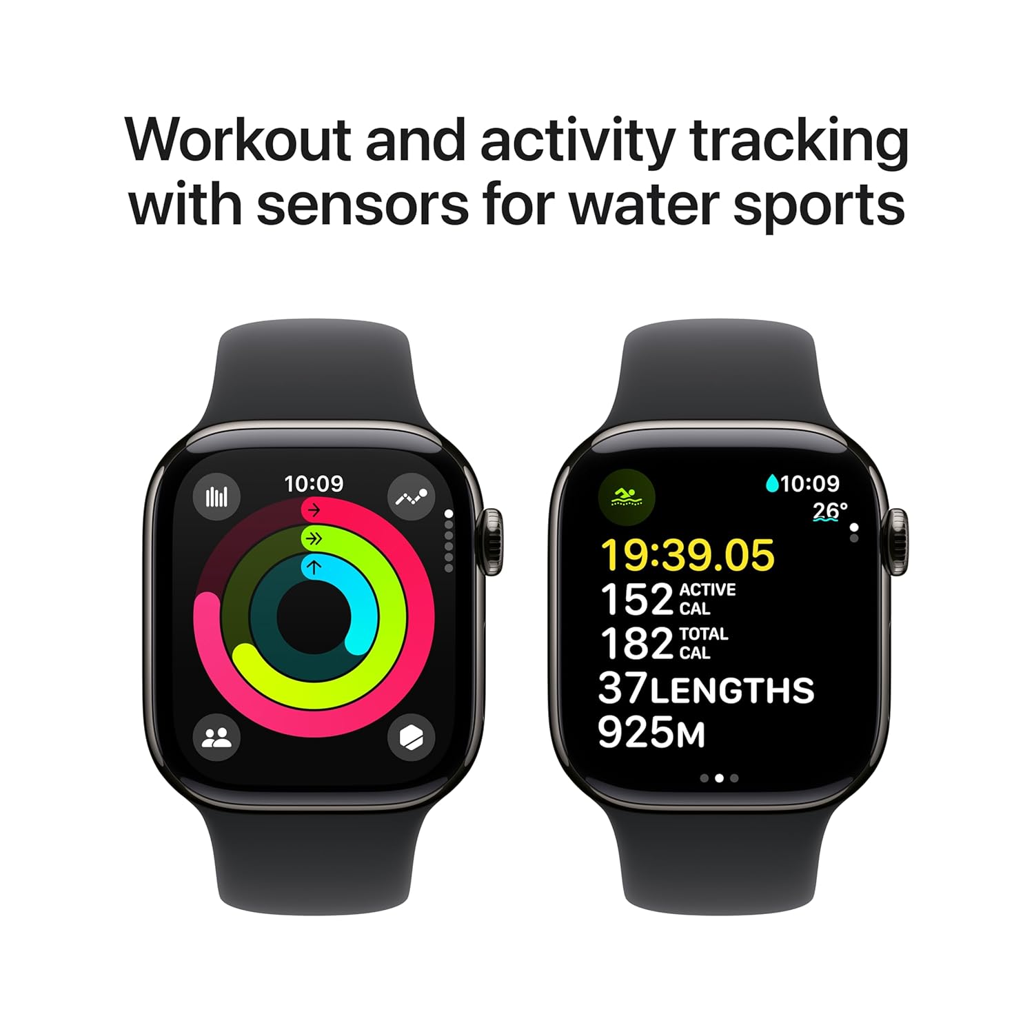Apple Watch Series 10 [GPS + Cellular 42 mm] Smartwatch with Slate Titanium Case with Black Sport Band- S/M. Fitness Tracker, ECG App, Always-On Retina Display, Water Resistant - View 4