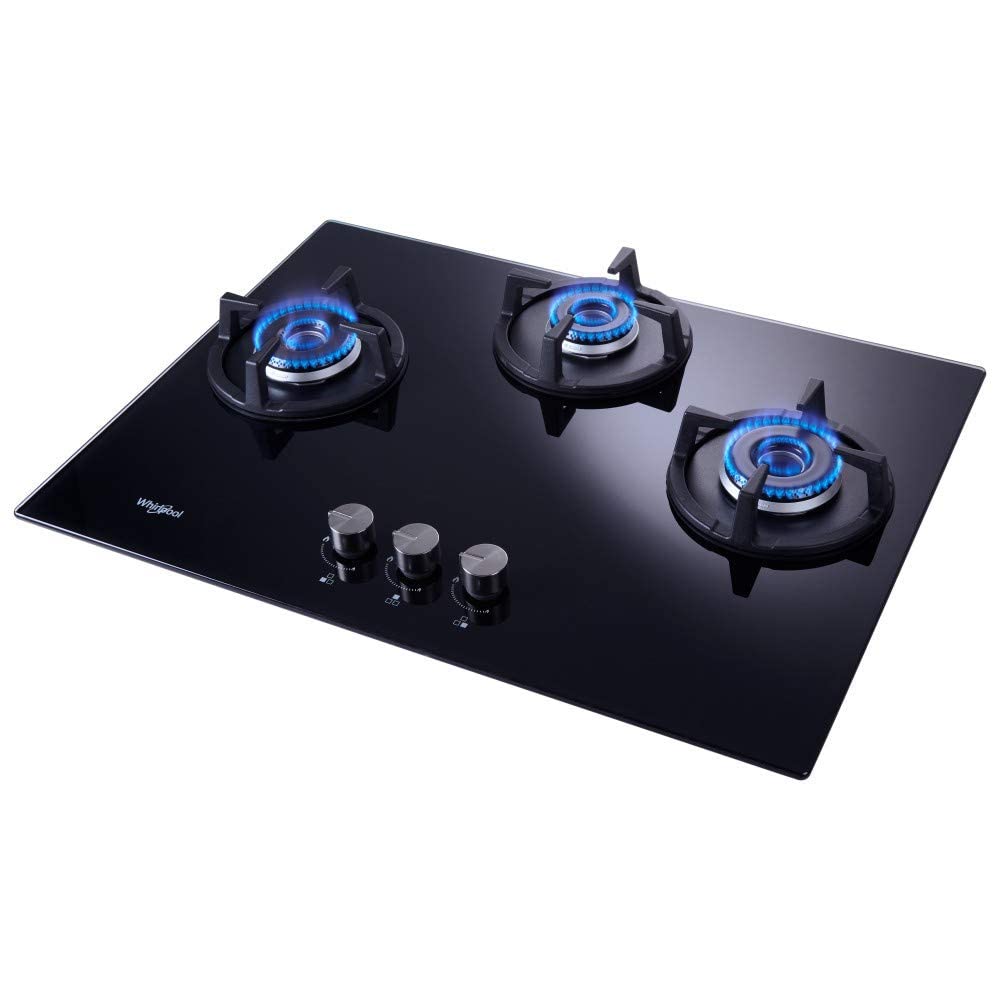Whirlpool 70cm 3 Burner Auto Ignition Hob | ELITE HYBRID 703 MT EC | 8mm Toughened Glass | SABAF Burners | 10 Year Glass & 5 Year Burner Warranty | Black