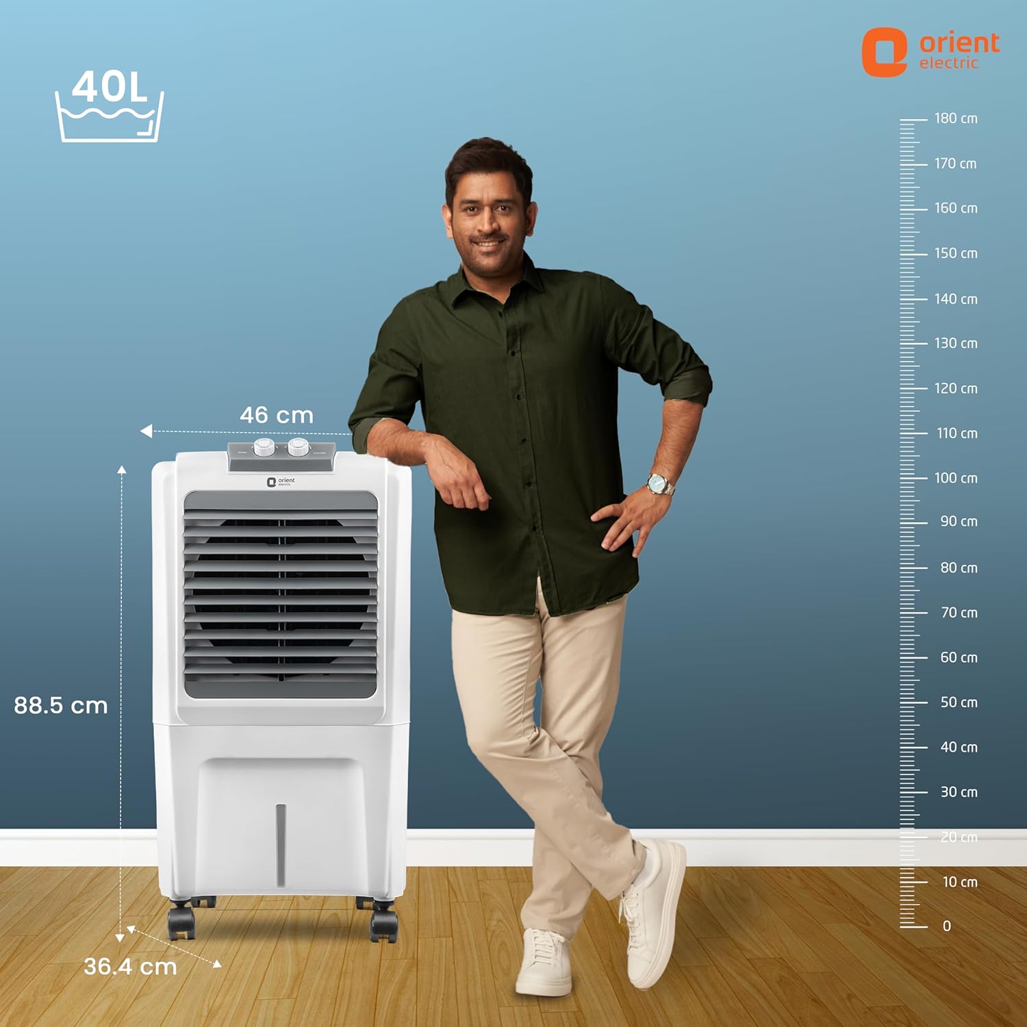 Click to see full view   3 VIDEOS     3+ Orient Electric Durachill 40 L Portable Air Cooler For Home | Densenest Honeycomb Pads |More Air Delivery | Fully Collapsible Louvers |Inverter Compatible | 1 Year Warranty by Orient | White &amp; Grey - View 4