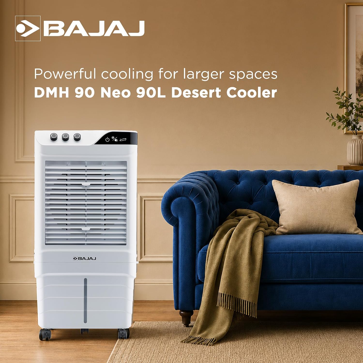Bajaj DMH 90 Neo 90L Desert Air Cooler for Home|For Larger Room|Anti-Bacterial Honeycomb Cooling Pad|High-Speed|Ice Chamber|90Ft Air Throw|3-Speed Control|3 Year Comprehensive Product Warranty|White - View 9