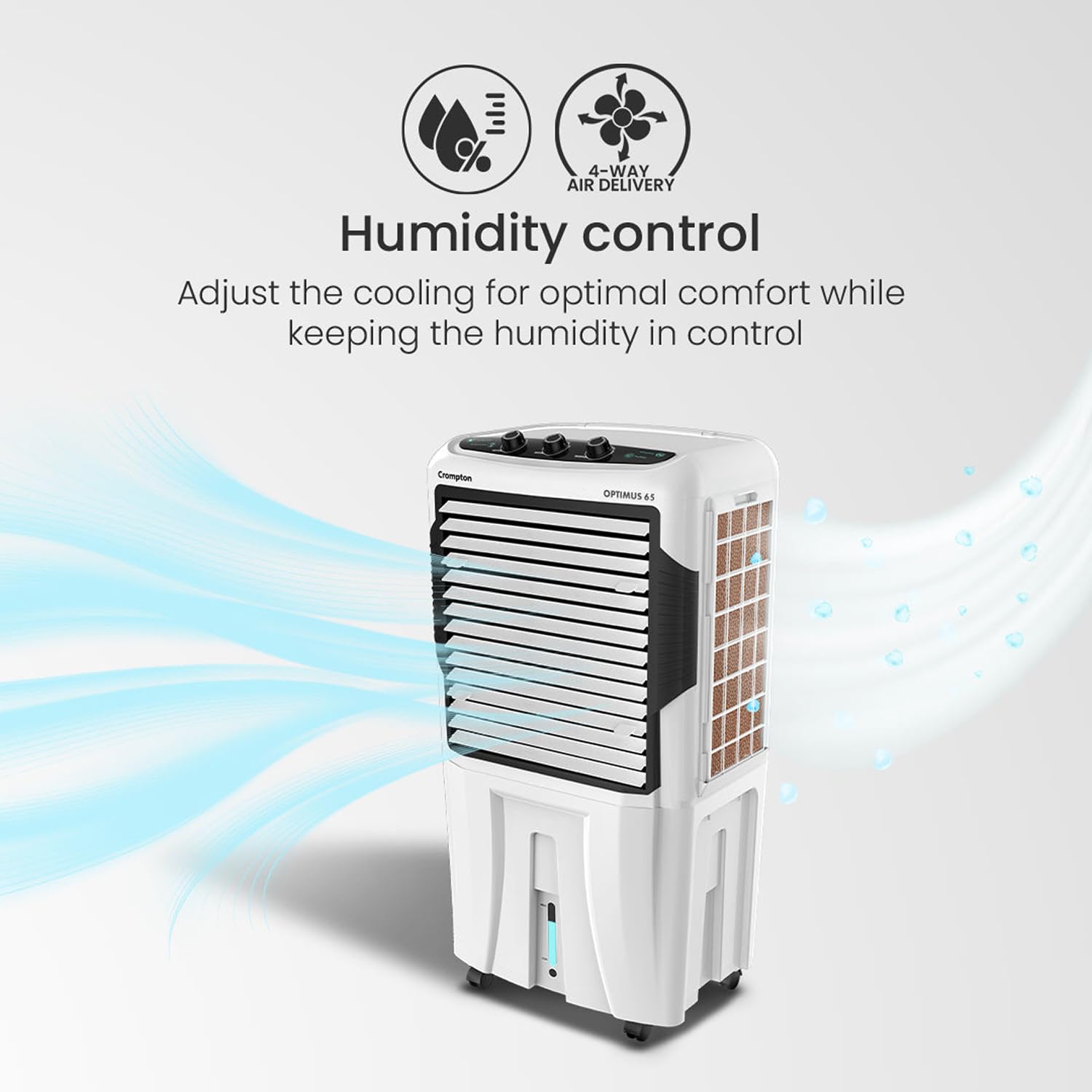 Crompton Optimus 100L Desert Air Cooler for Home | Cools Upto 650 Sq. Ft Large Rooms| 5500m3/hr Air Delivery | High Density Honeycomb Pads for Fast Cooling | Ice Chamber |3 Year Brand Warranty - View 3