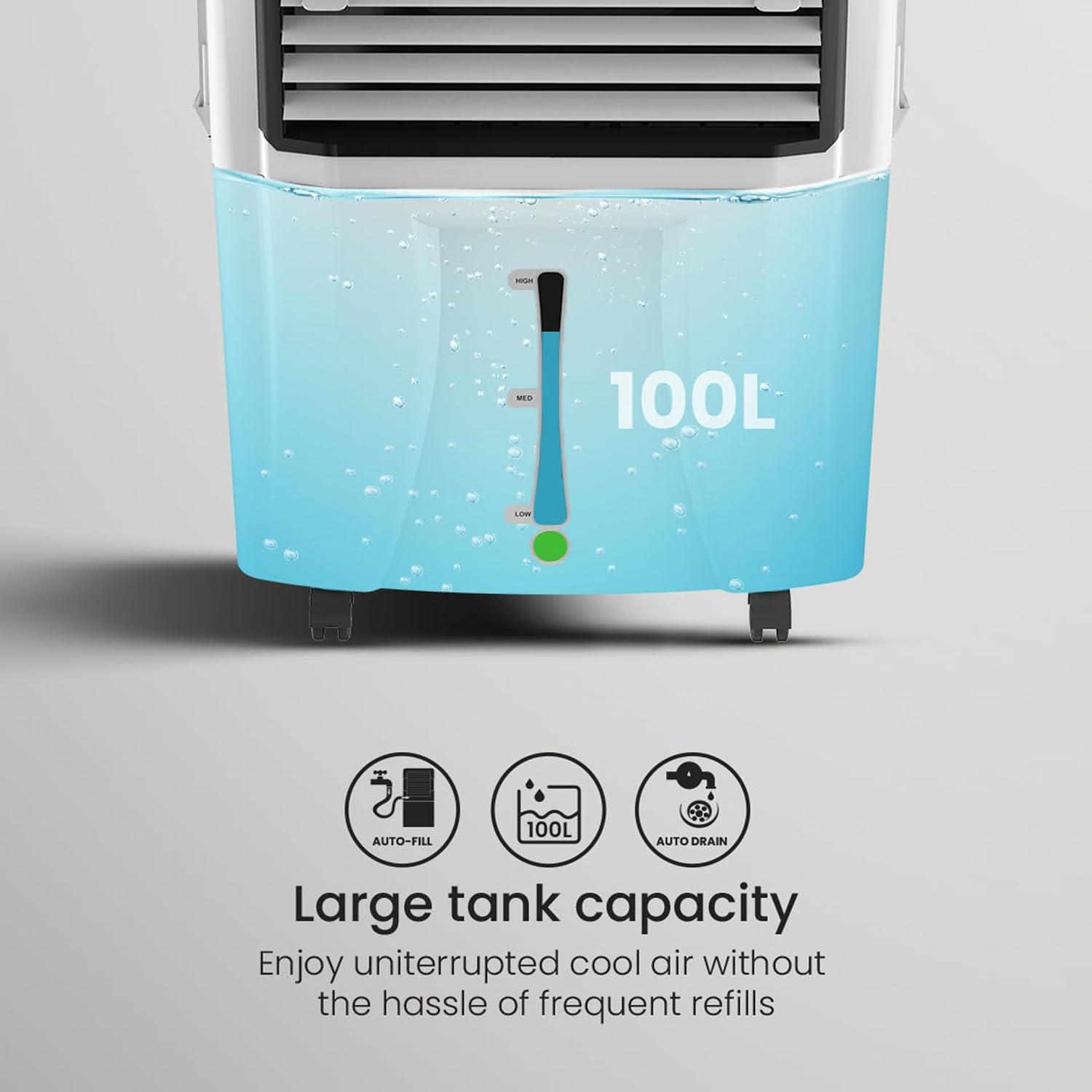 Crompton Optimus 100L Desert Air Cooler for Home | Cools Upto 650 Sq. Ft Large Rooms| 5500m3/hr Air Delivery | High Density Honeycomb Pads for Fast Cooling | Ice Chamber |3 Year Brand Warranty - View 5