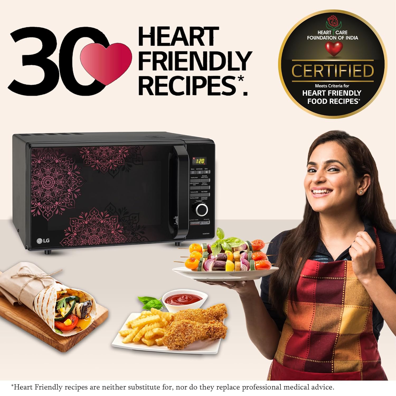 LG 28 L Charcoal Convection Healthy Microwave Oven (MJ2887BIUM, Black, Healthy Heart Recipes, Diet Fry, Pasteurized Milk, 360° Motorised Rotisserie &amp; 10 Years of warranty on Charcoal Heater) - View 6
