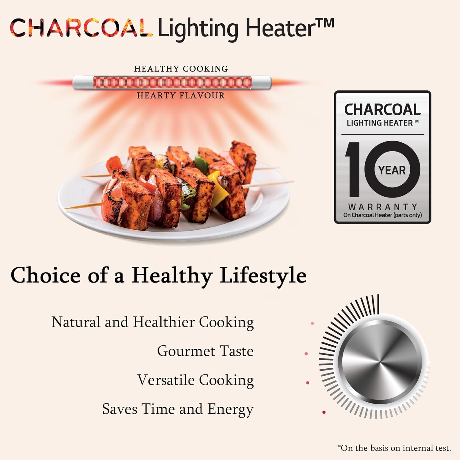 LG 28 L Charcoal Convection Healthy Microwave Oven (MJ2887BIUM, Black, Healthy Heart Recipes, Diet Fry, Pasteurized Milk, 360° Motorised Rotisserie &amp; 10 Years of warranty on Charcoal Heater) - View 9