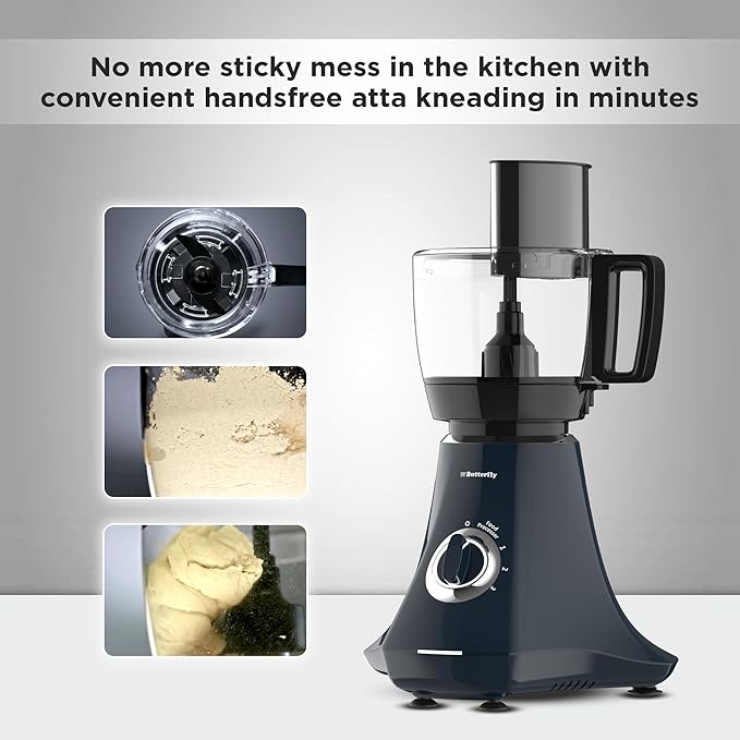 Butterfly Nexo 750W Mixer Grinder Food Processor with 6 Jars | Kneading, Chopping, Slicing, Grinding, Mincing, Grating, Juicing & Spice grinding | Evion-GT Motor with FPSS Technology | Ink Blue - View 2
