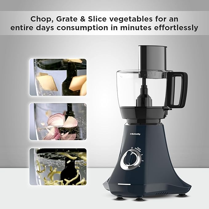 Butterfly Nexo 750W Mixer Grinder Food Processor with 6 Jars | Kneading, Chopping, Slicing, Grinding, Mincing, Grating, Juicing & Spice grinding | Evion-GT Motor with FPSS Technology | Ink Blue - View 4