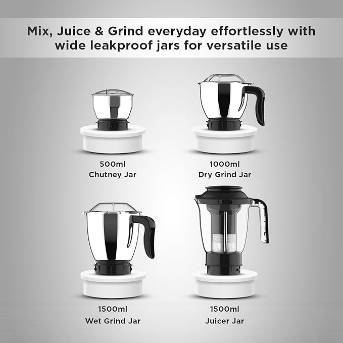 Butterfly Nexo 750W Mixer Grinder Food Processor with 6 Jars | Kneading, Chopping, Slicing, Grinding, Mincing, Grating, Juicing & Spice grinding | Evion-GT Motor with FPSS Technology | Ink Blue - View 5