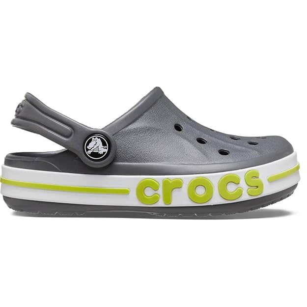 Crocs Unisex-Child Bayaband Clog Slate Grey/Lime Punch Clog - 4.5-5 Years, 11 Kids UK, 17.4 cms(C11) (207019-0GX)