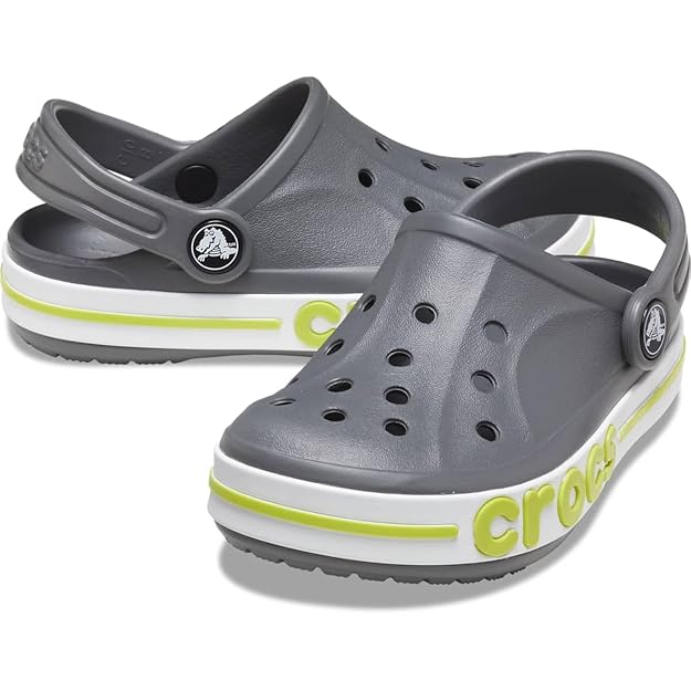 Crocs Unisex-Child Bayaband Clog Slate Grey/Lime Punch Clog - 4.5-5 Years, 11 Kids UK, 17.4 cms(C11) (207019-0GX) - View 3