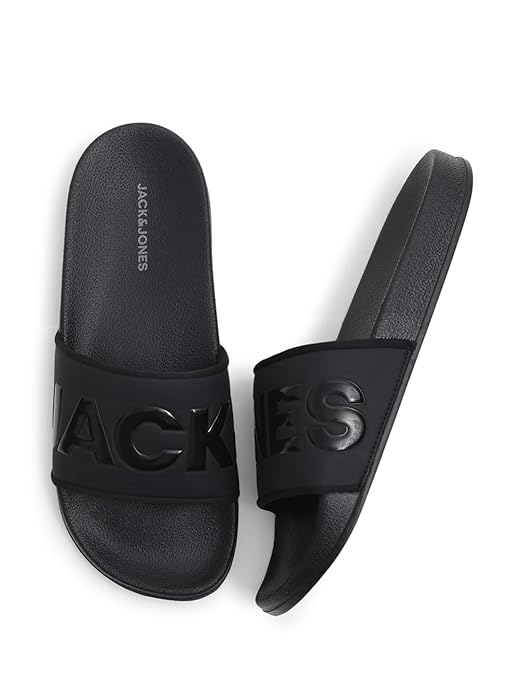 JACK&JONES Men's Oversized Logo Print Pool Sliders